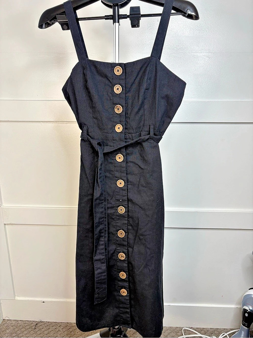 Altr’d  State Black Linen Blend Maxi Dress Size Small Like New